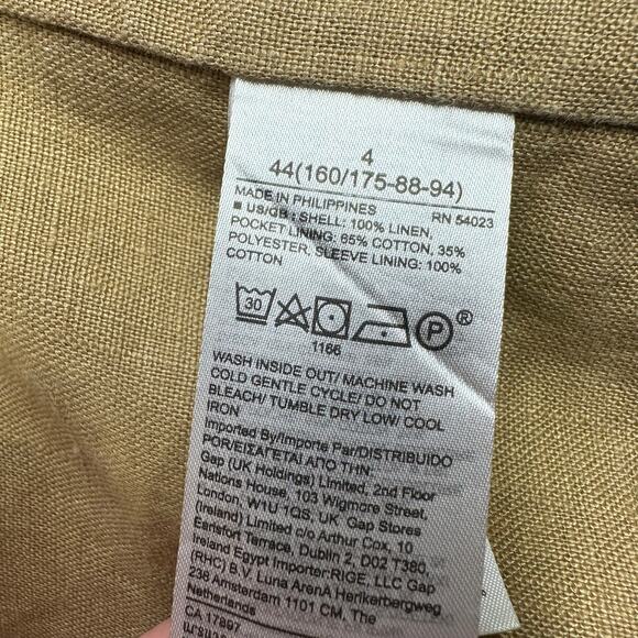 Banana Republic Blazer Tan Iced Latte Linen Double Breasted Academia Classic - Picture 6 of 10